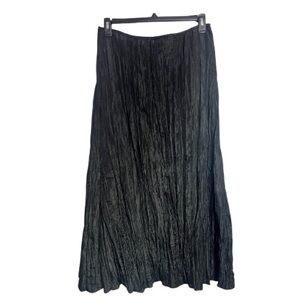 Vintage Victor Costa Maxi Black Crinkle Fully Lined Skirt Back Zip Large
